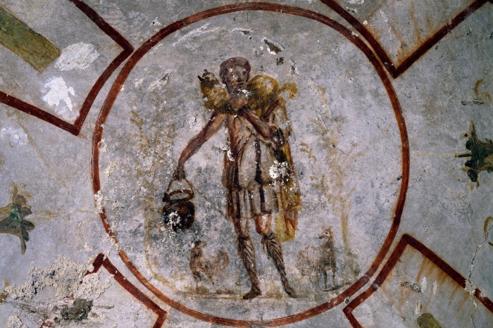 The Good Shepherd, fresco, Catacomb of Callixtus